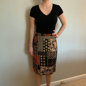 African Print Pencil Skirt with Back Slit